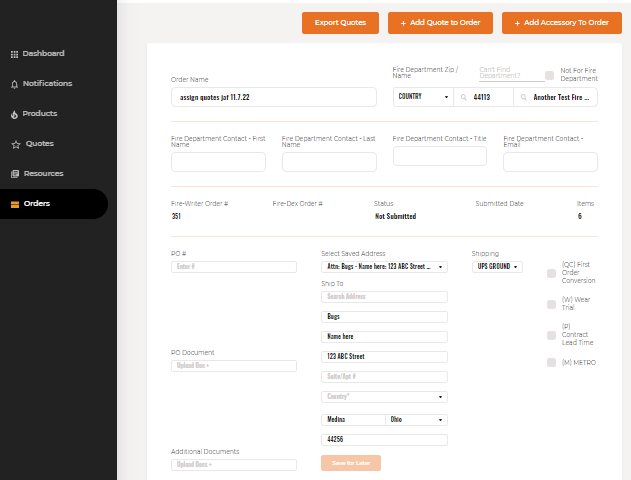Order Screen_Top Info