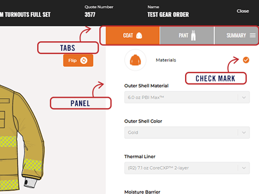 Start Customizing_tabs & panels_with check mark